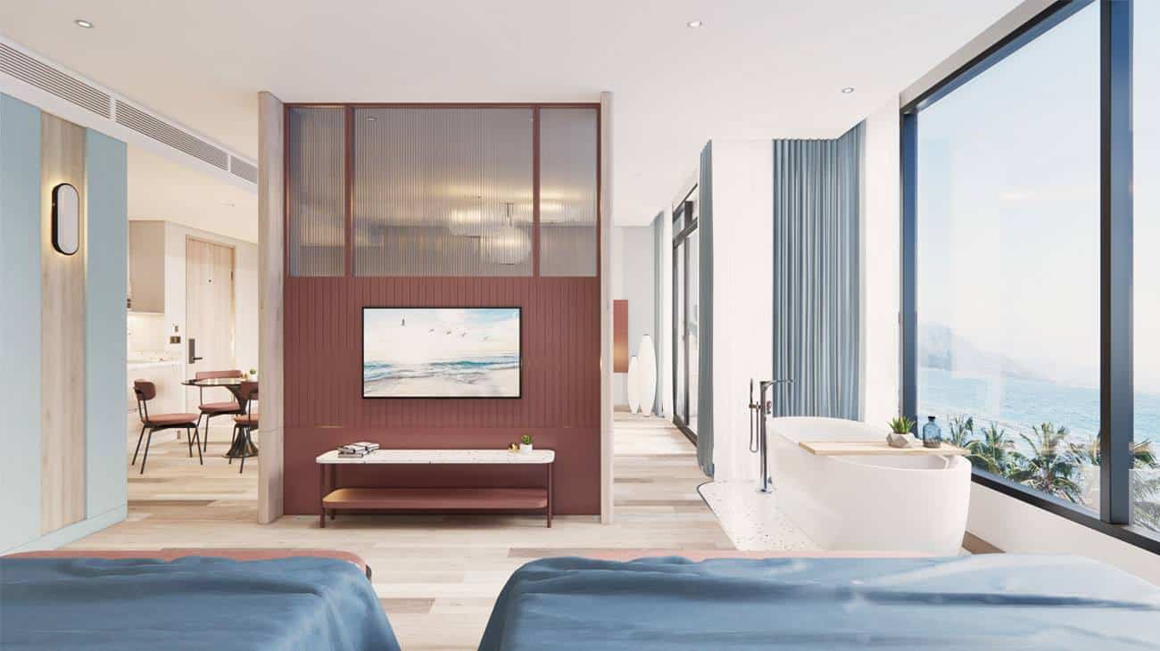 Thiết kế căn hộ khách sạn Charm Resort Hồ Tràm tại phân khu The Six Premier.