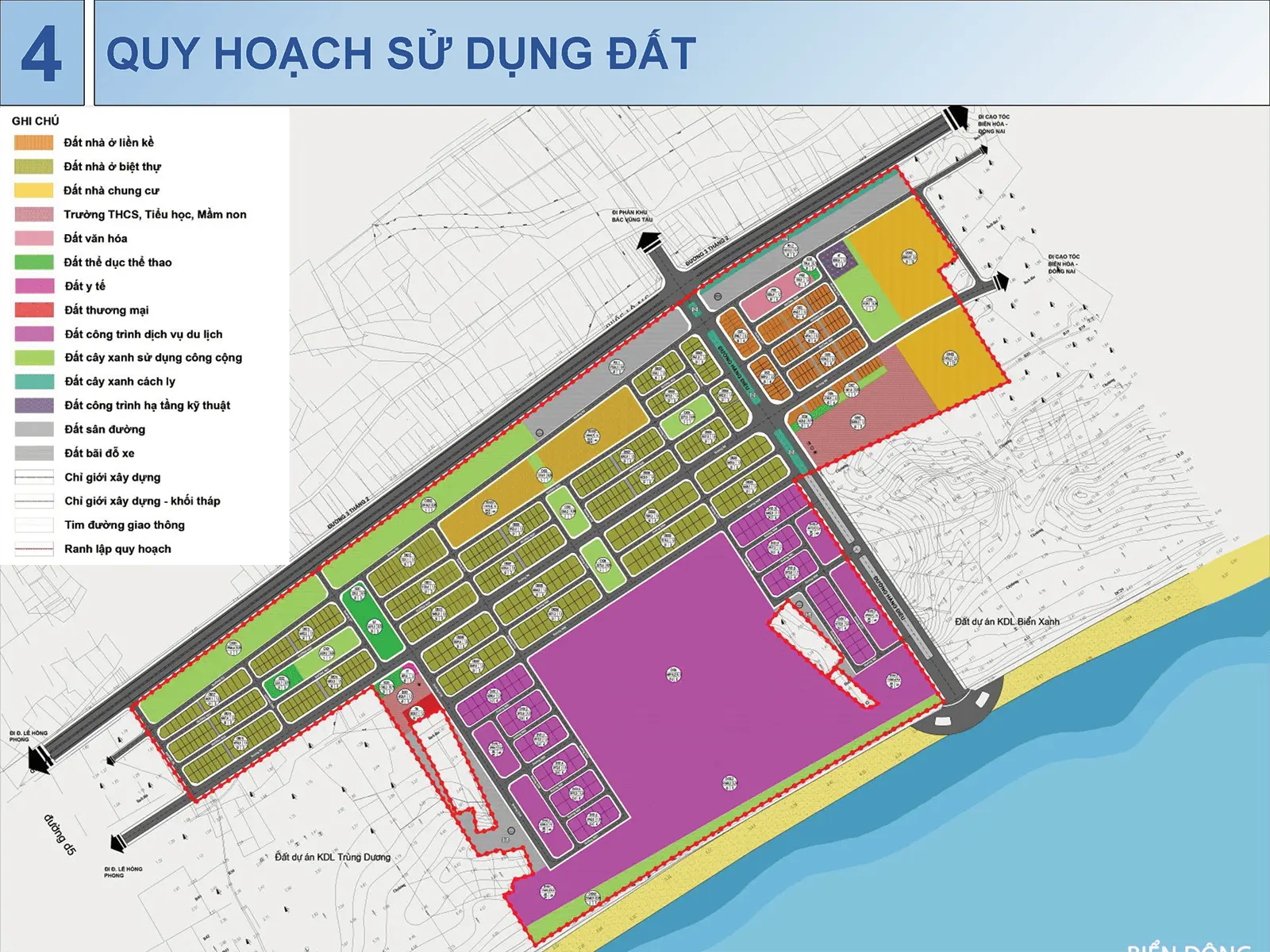Bản đồ quy hoạch sử dụng đất của dự án Sun Group Vũng Tàu, vị trí đắc địa ven biển.