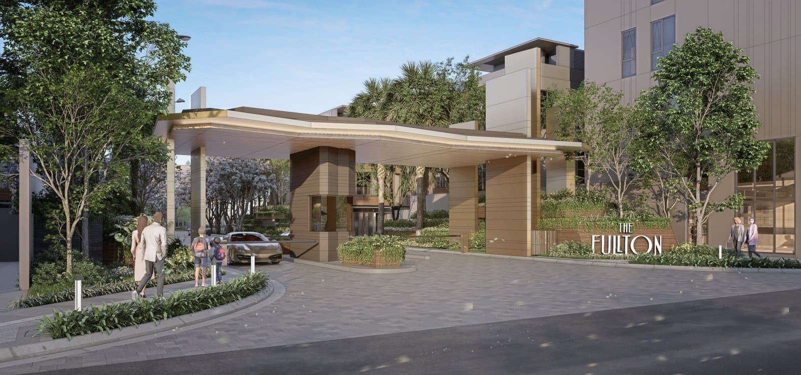 Cổng vào dự án The Fullton CapitaLand tại Vinhomes Ocean Park 3, Hưng Yên, mang đến cuộc sống hiện đại và tiện nghi.