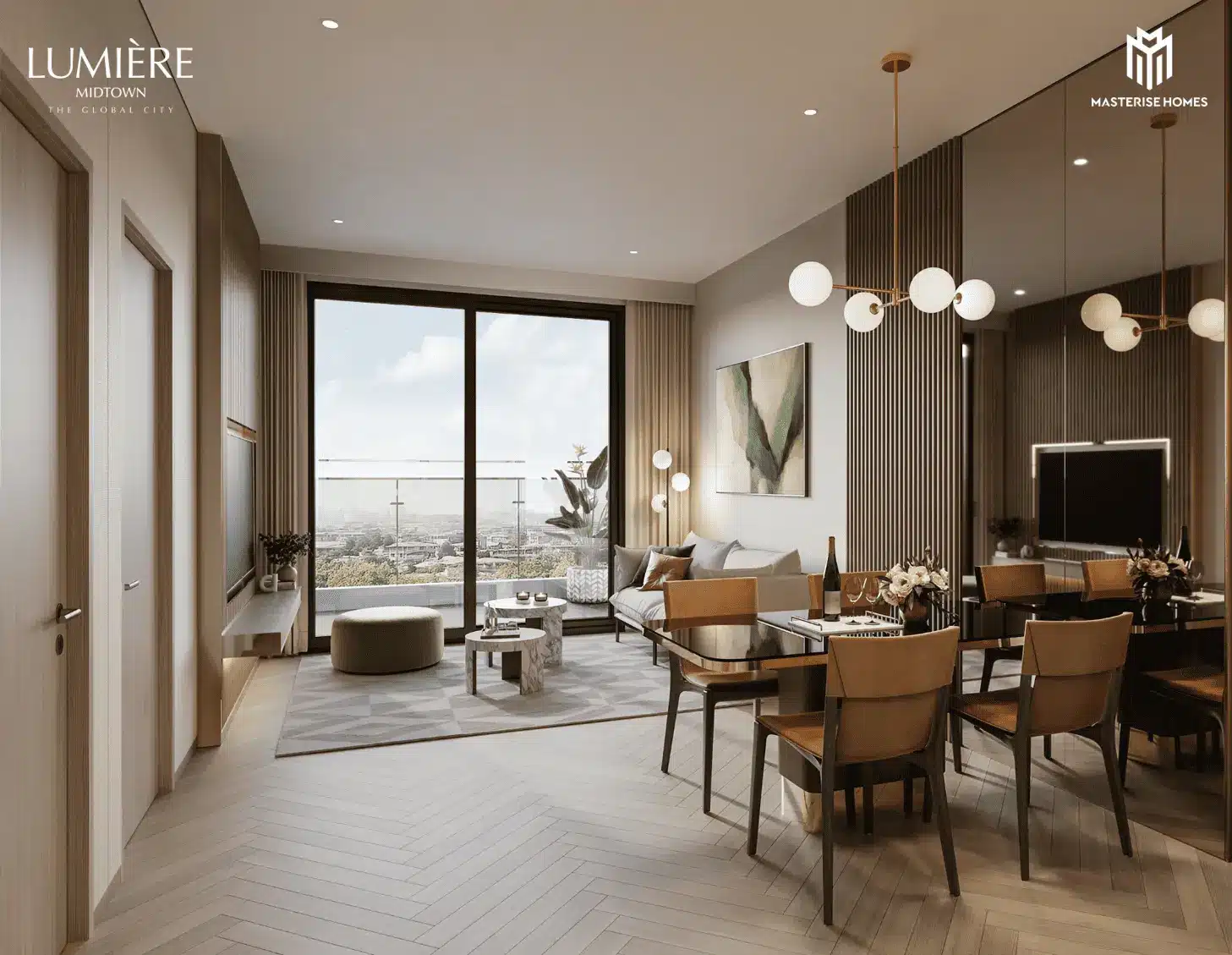 Nội thất tinh tế, sang trọng trong căn hộ tại LUMIÈRE Midtown, tôn vinh phong cách sống đẳng cấp.