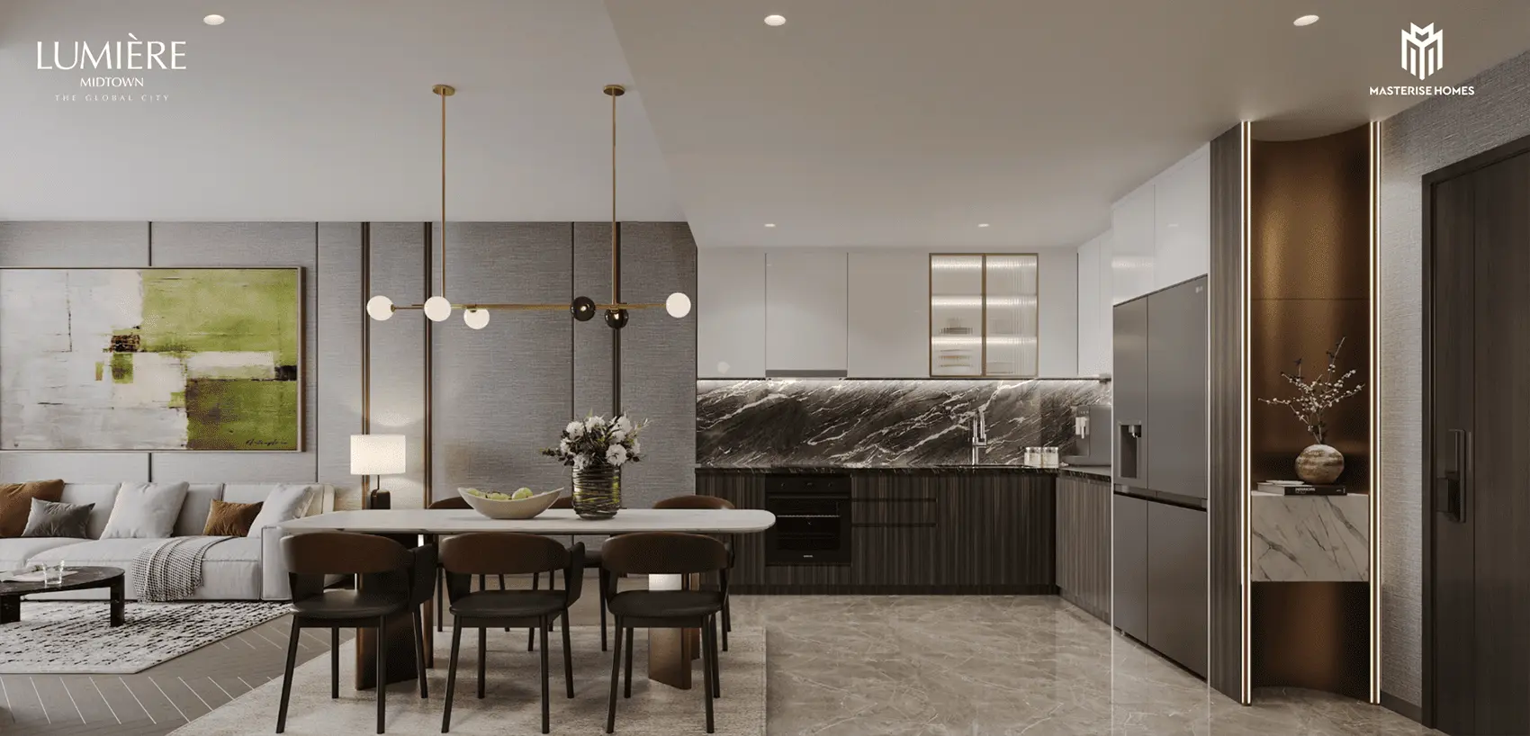 Nội thất tinh tế và sang trọng tại LUMIÈRE Midtown, mang lại trải nghiệm sống đẳng cấp tại The Global City.