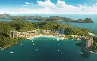 Toàn cảnh dự án Xanh Island Cát Bà với quy mô gần 50 ha tại vịnh trung tâm.