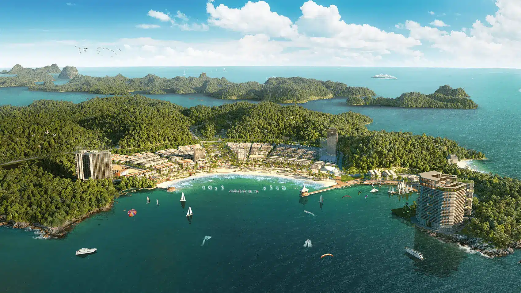 Toàn cảnh dự án Xanh Island Cát Bà với quy mô gần 50 ha tại vịnh trung tâm. Toàn cảnh dự án Xanh Island Cát Bà với quy mô gần 50 ha tại vịnh trung tâm.
