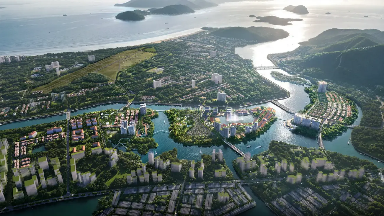 Khu đô thị ven biển với kiến trúc hiện đại và không gian xanh mở ra cơ hội phát triển du lịch bền vững.